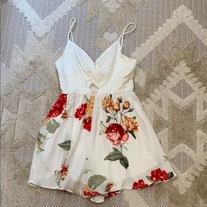 hello miss White Floral Sleeveless Jumpsuit